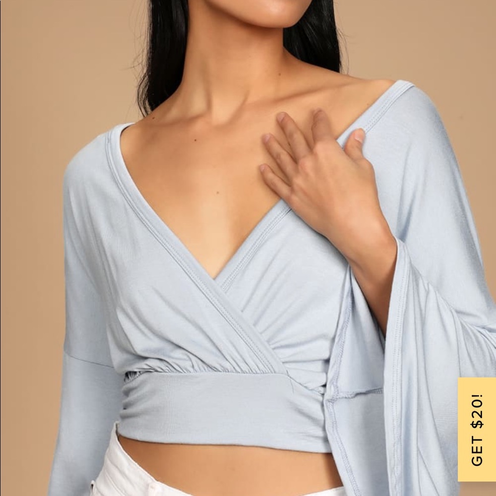Light Blue Reversible Long Sleeve Crop Top
